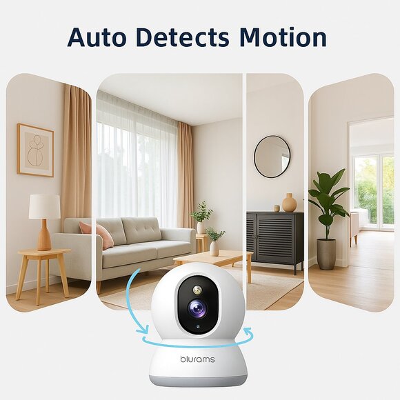 Indoor 2K Security Camera 360° Smart Home WiFi Pet Cam w/ Night Vision - Picture 1 of 3